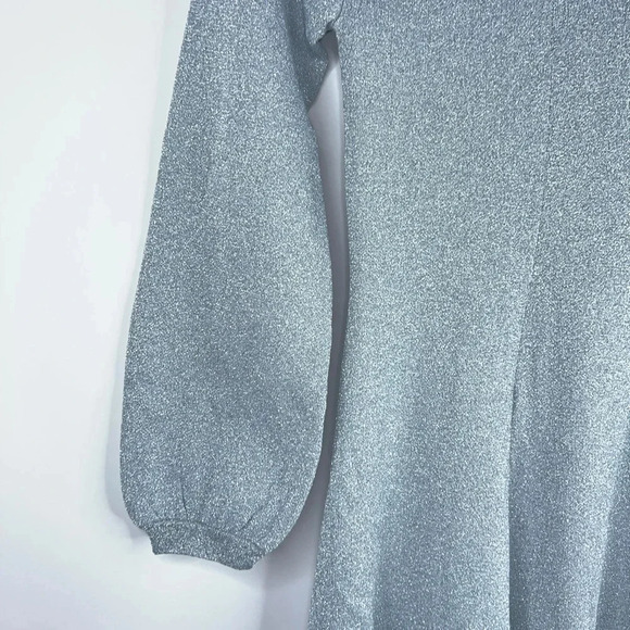 J Crew Lurex Twist Back Dress Silver Gray Midi Wool Blend Party Short Size XXS - Picture 5 of 13